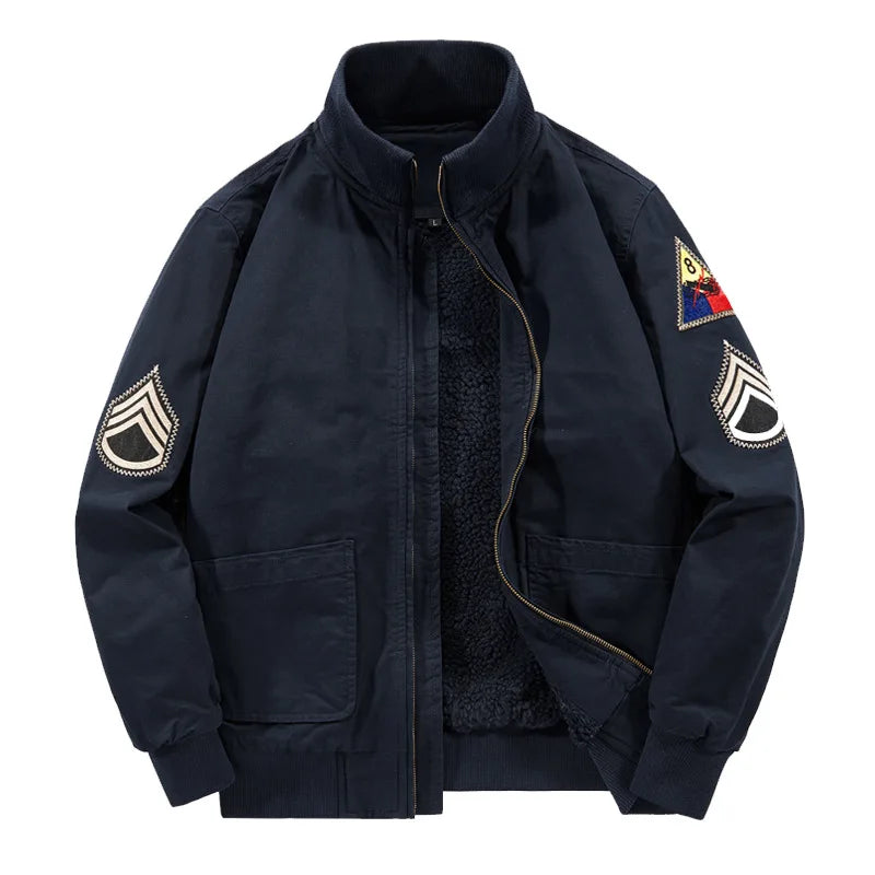 Patchwork Zipper Chief Bomber Jacket