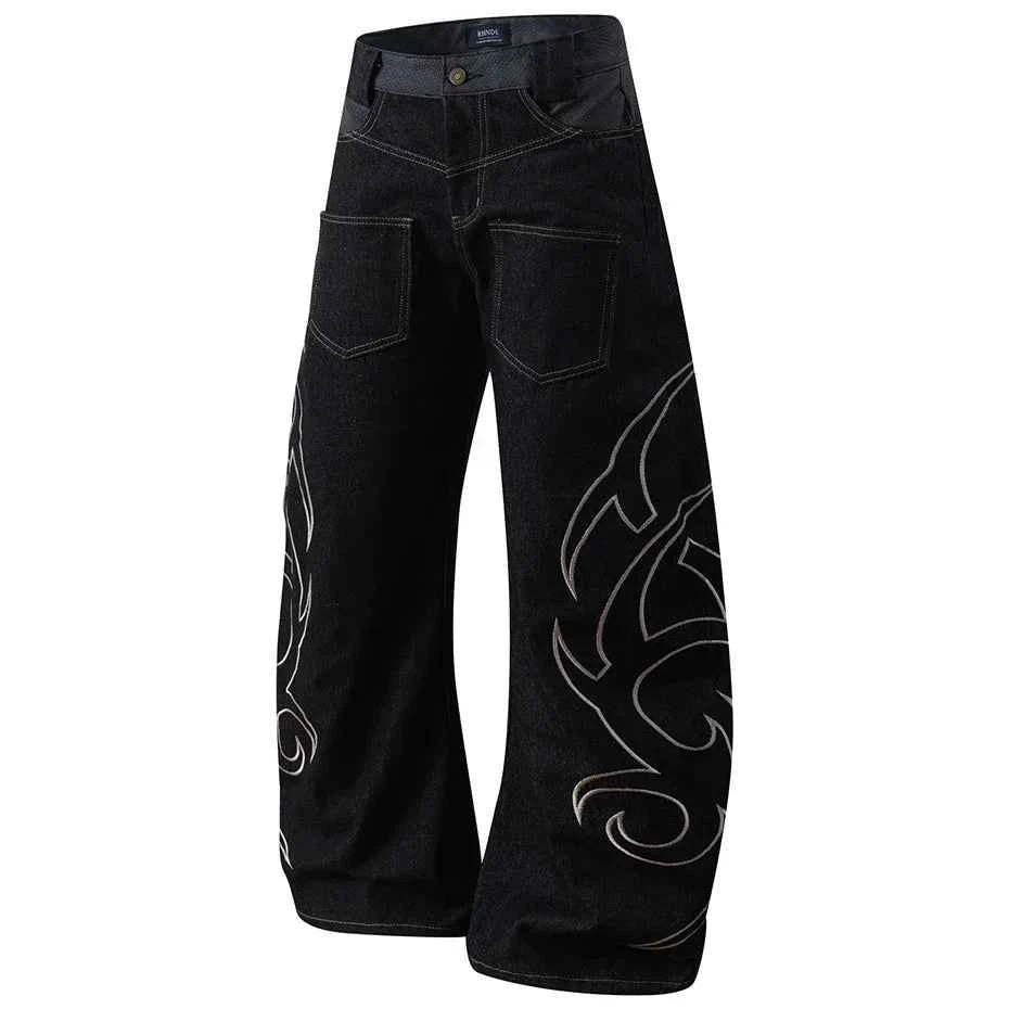 Embroidery 'Arch' Baggy Jeans