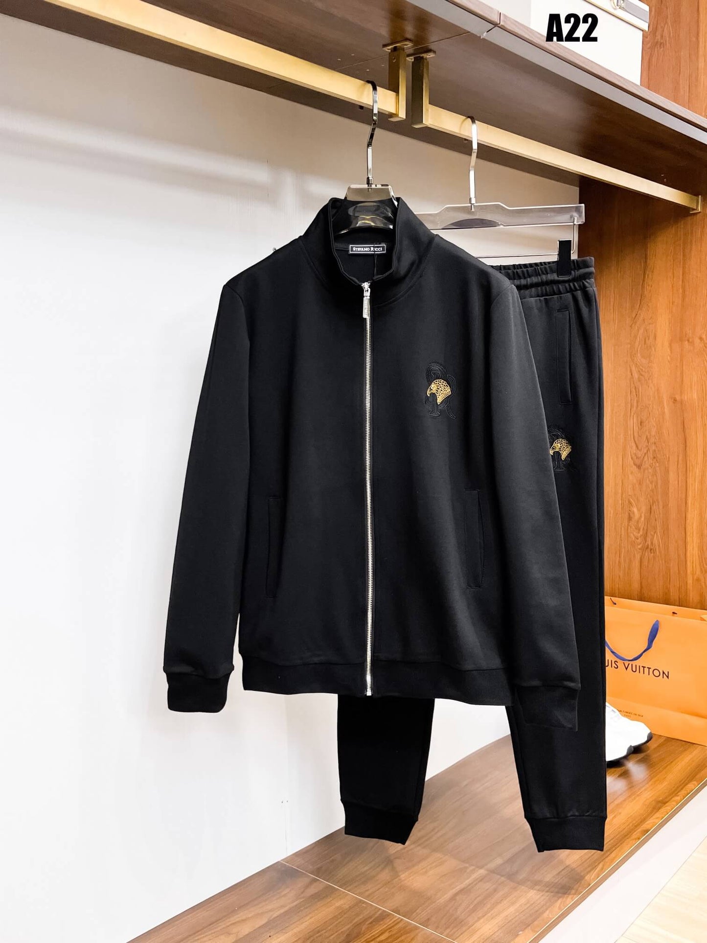 Stefano Ricci Eagle Logo Technical Jersey Tracksuit Black CUSTOM