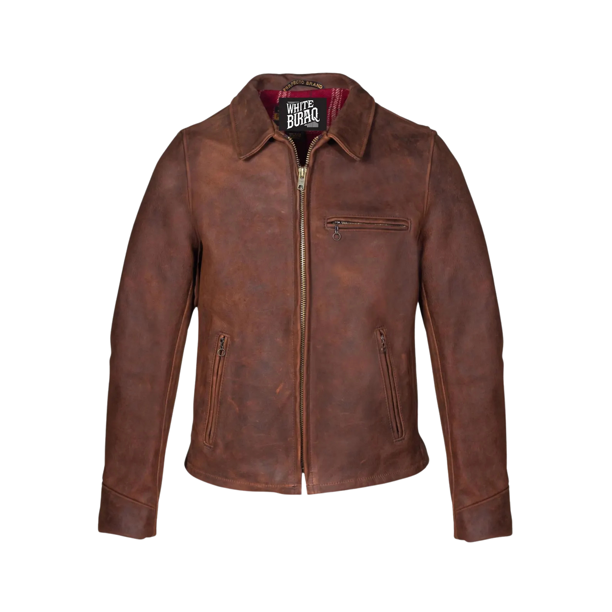 Men's Distressed Brown Oiled Nubuck Moto Jacket