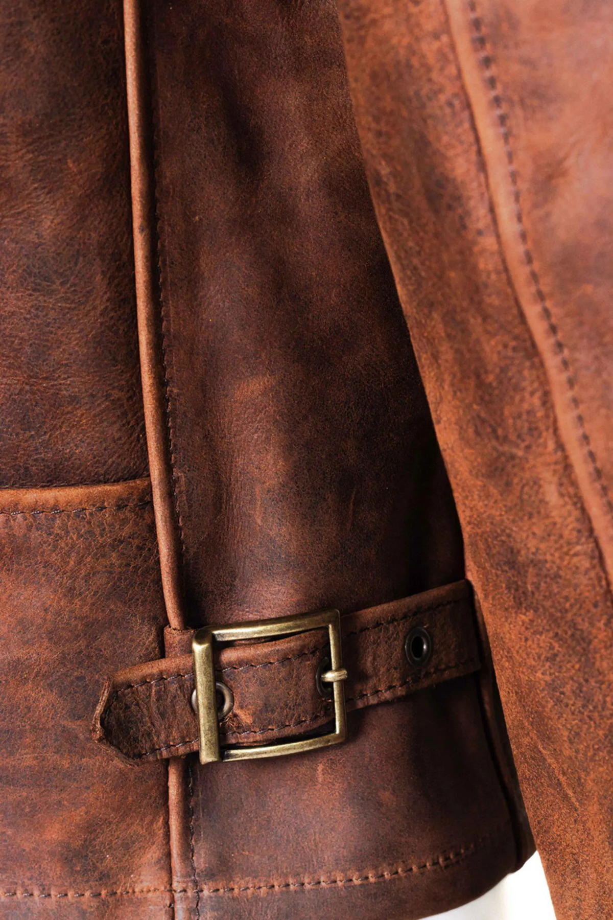 Men's Distressed Brown Oiled Nubuck Moto Jacket