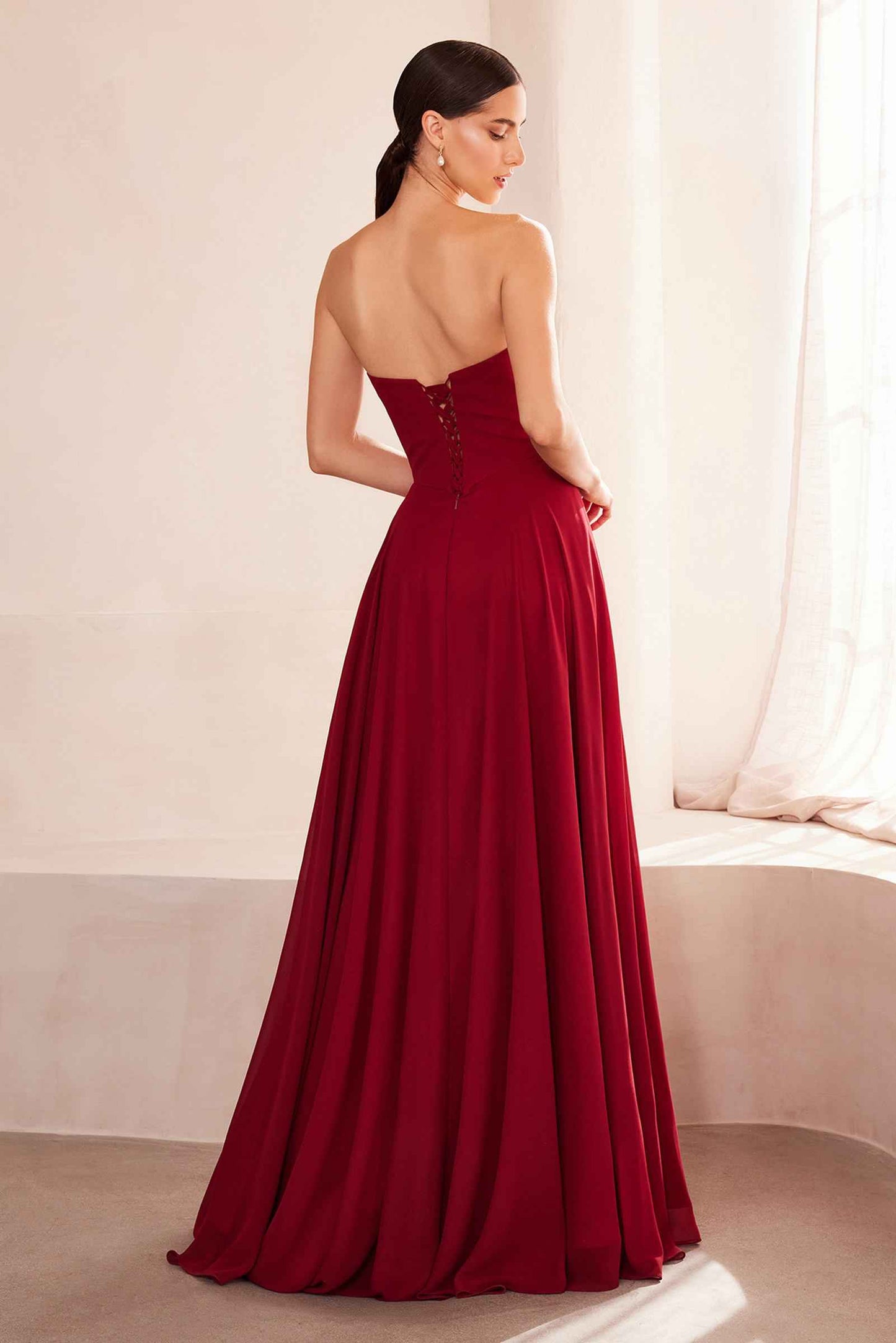 Ladivine Amoris T703W White Dress Strapless A-Line Gown