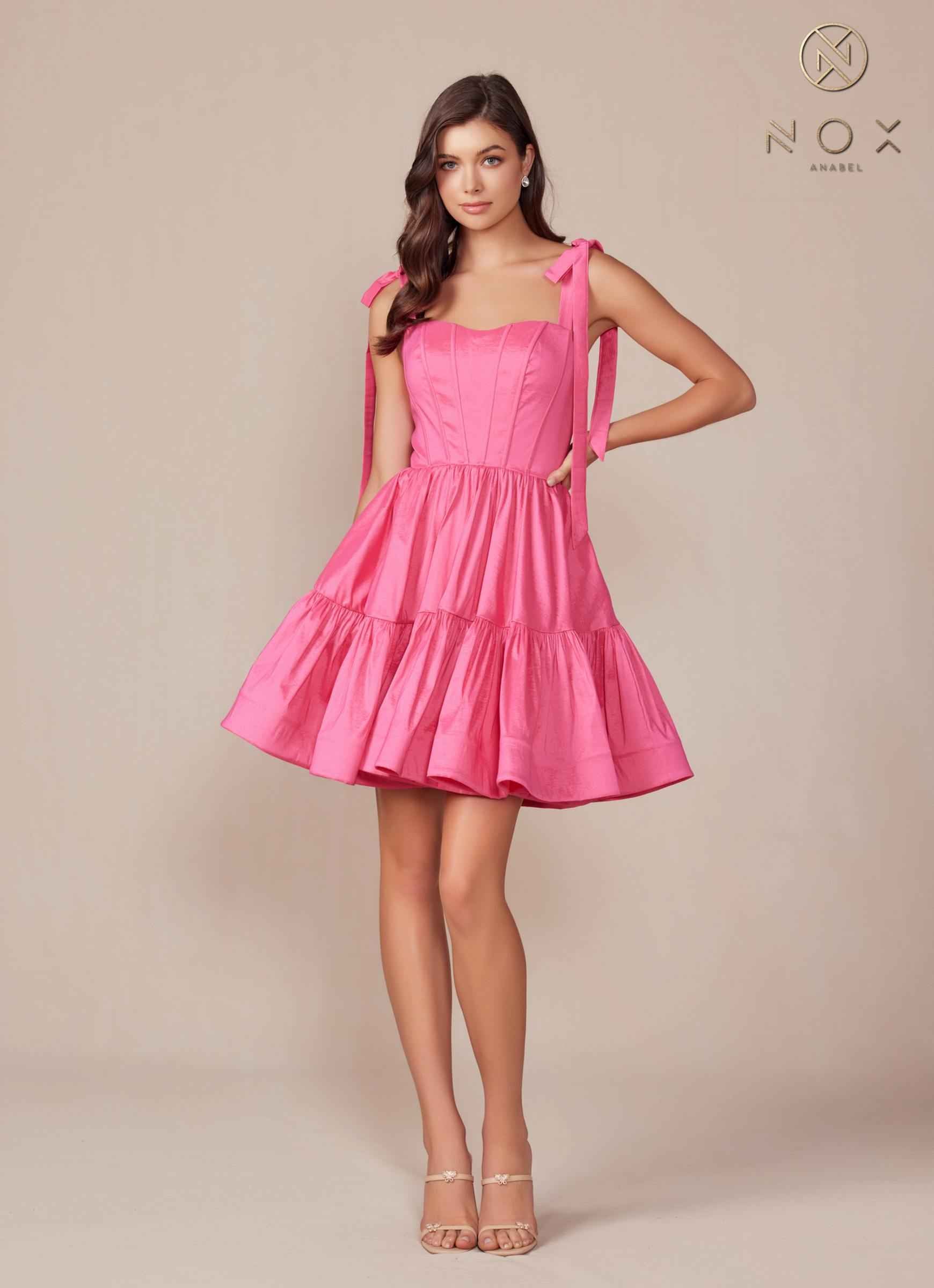 Nox Anabel T869 Dress A-Line Semi Sweetheart Ribbon Straps