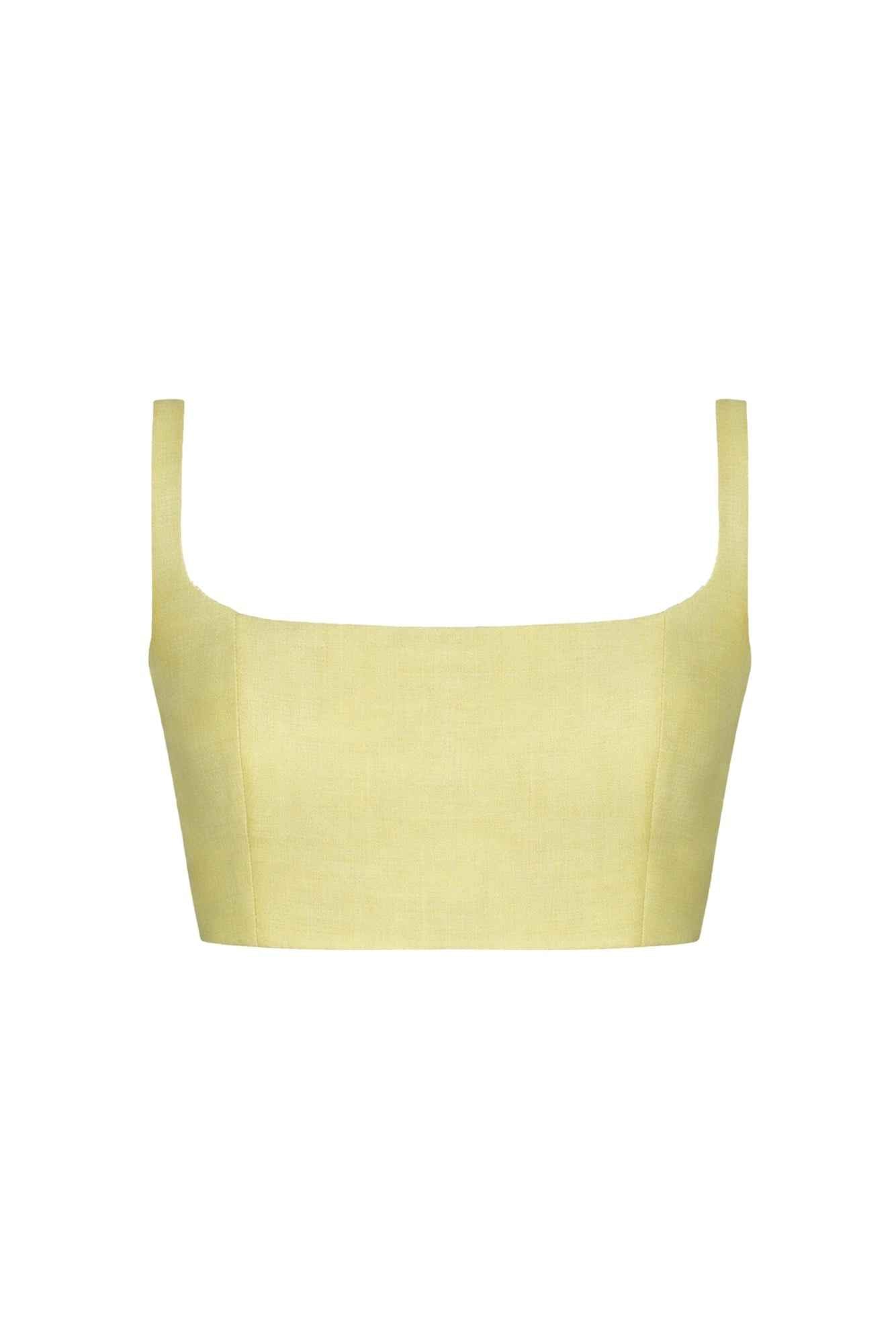 TOLEDO LINEN TOP IN SOFT YELLOW