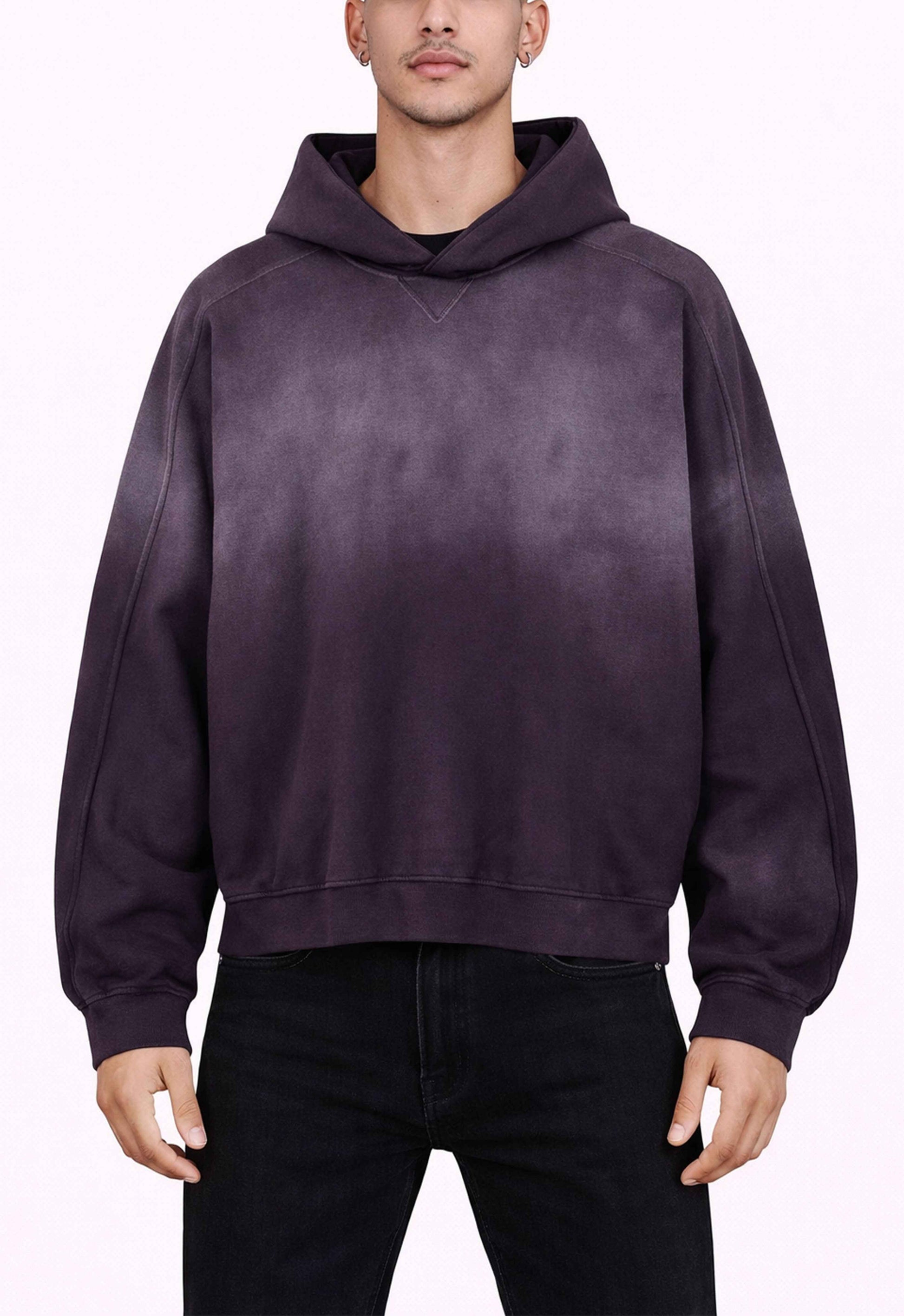 PLUM CONTRAST PANEL HOODIE