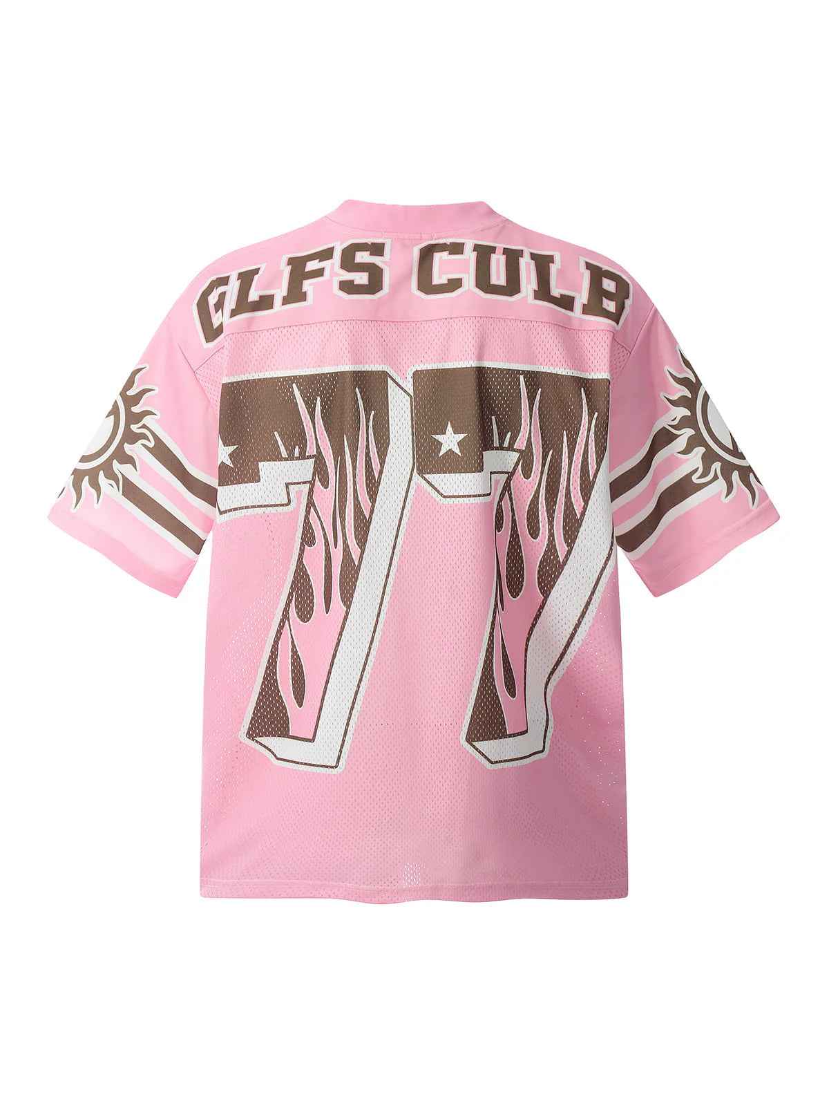 77 Flame Print Mesh Pink Jersey