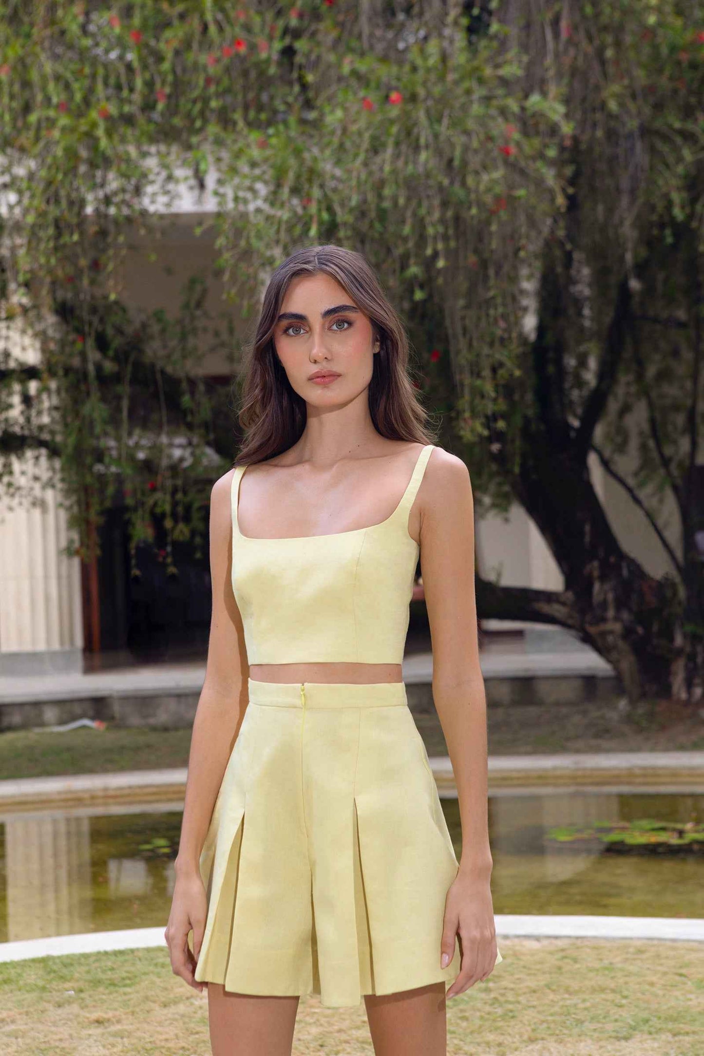 TOLEDO LINEN TOP IN SOFT YELLOW
