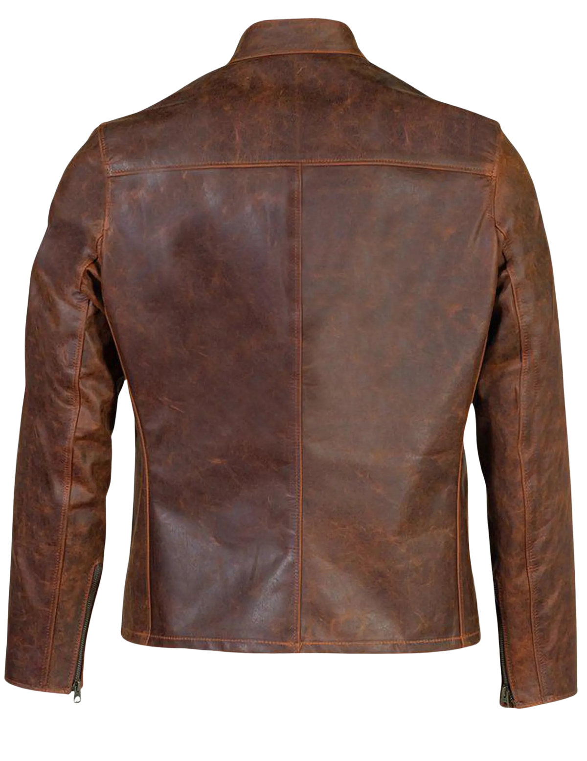 Men's Distressed Brown Unlined Cowhide Cafe Racer Jacket