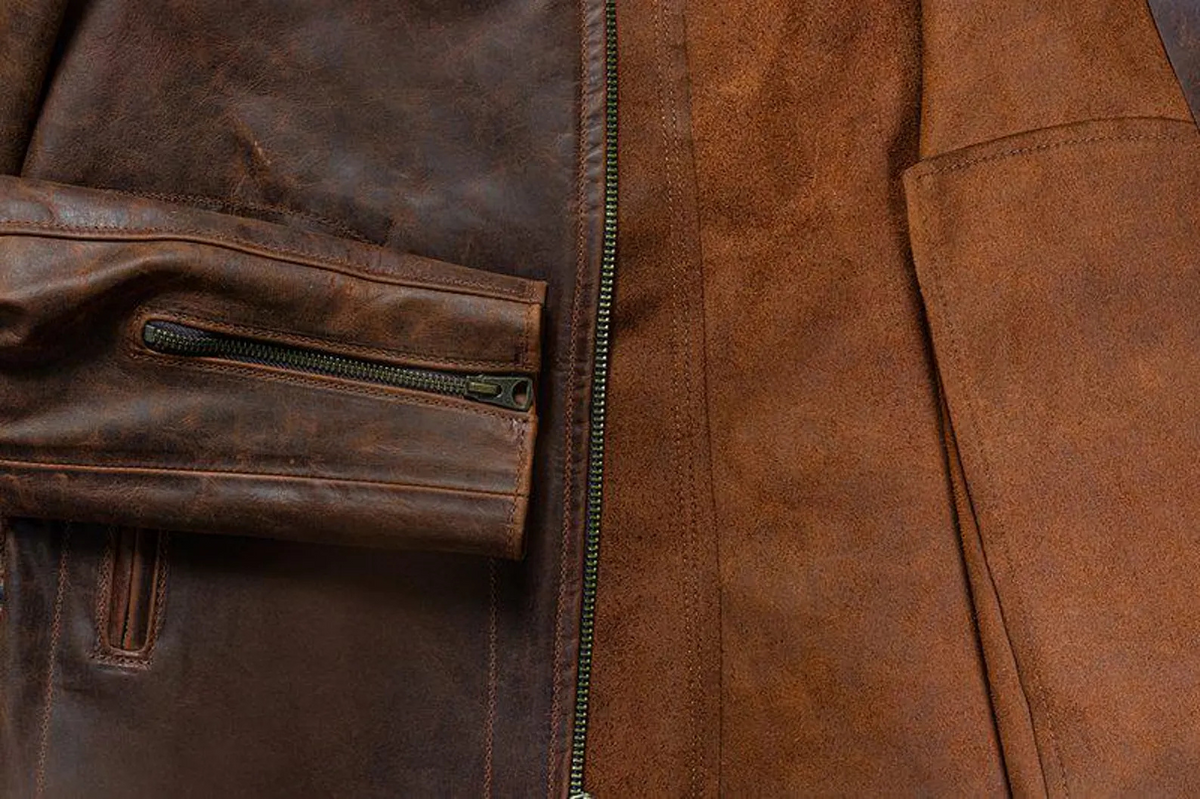 Men's Distressed Brown Unlined Cowhide Cafe Racer Jacket