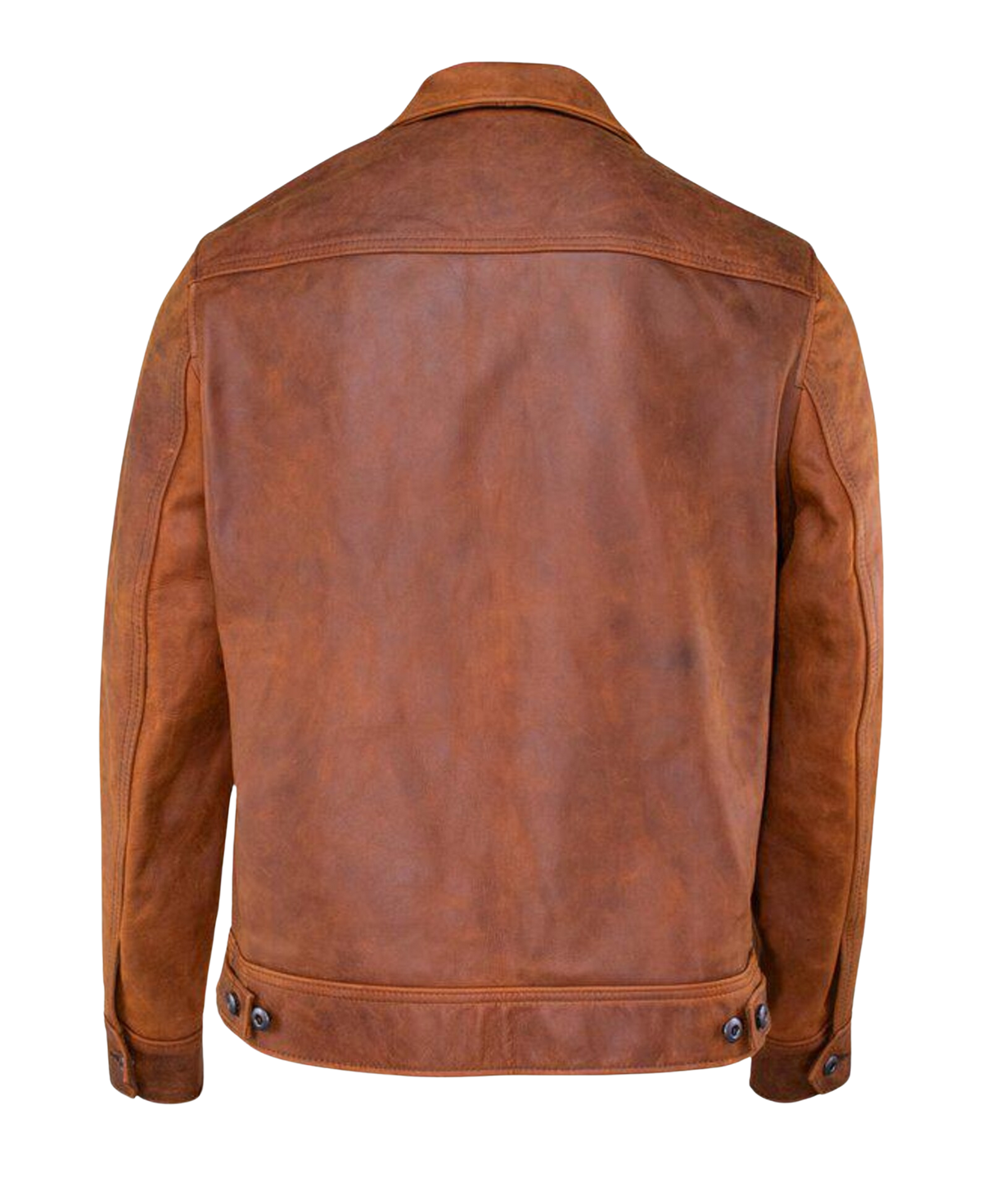 Men's Distressed Brown Unlined Cowhide Trucker Jacket
