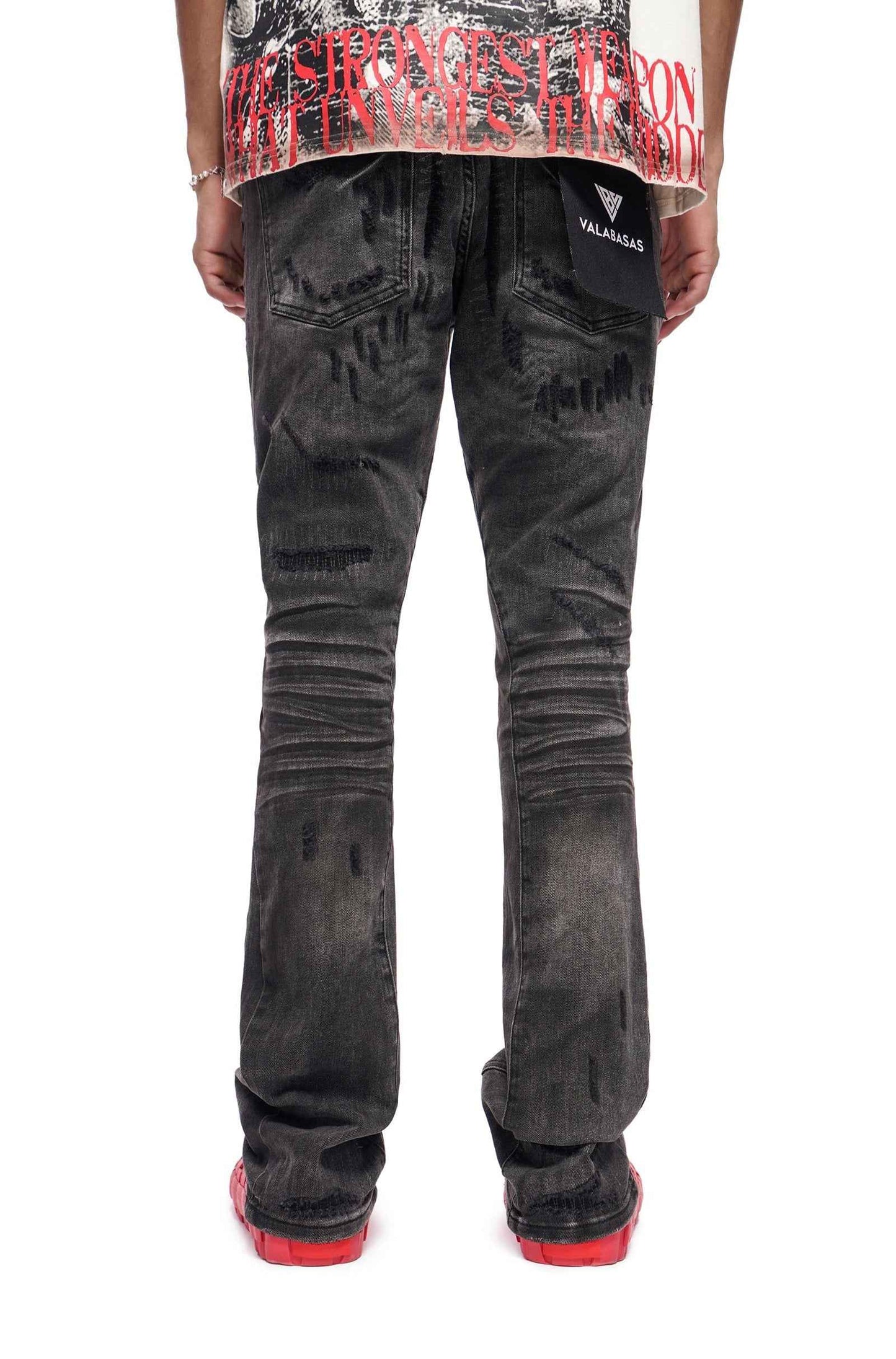 Valabasas Graft Stacked Jean - Grey Washed