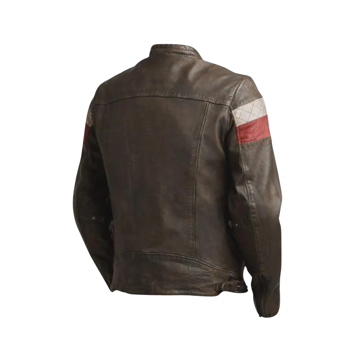 Men's Distressed Brown Sheepskin Cafe Racer Jacket