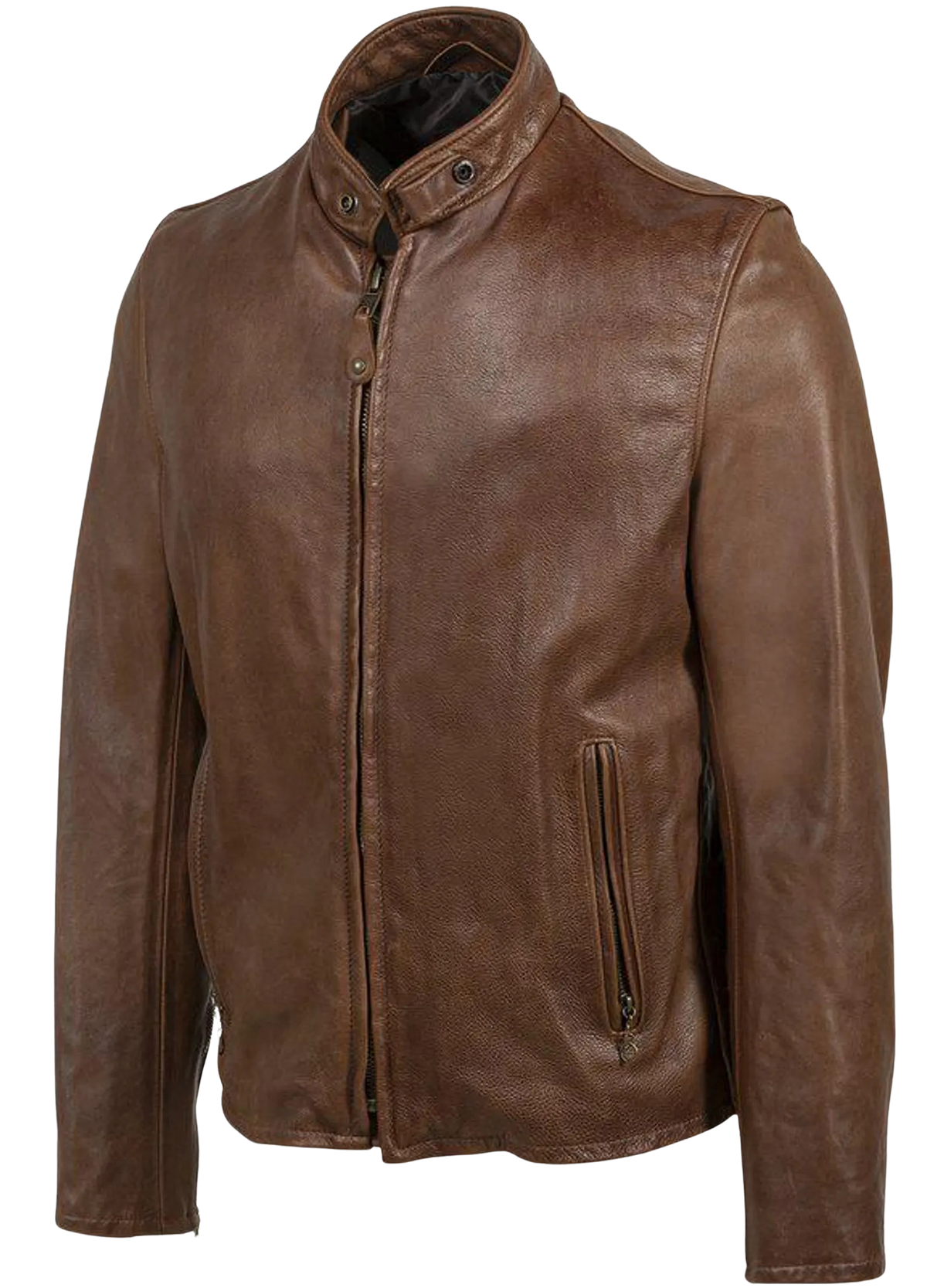 Men's Distressed Brown Vintage Cowhide Cafe Racer Jacket