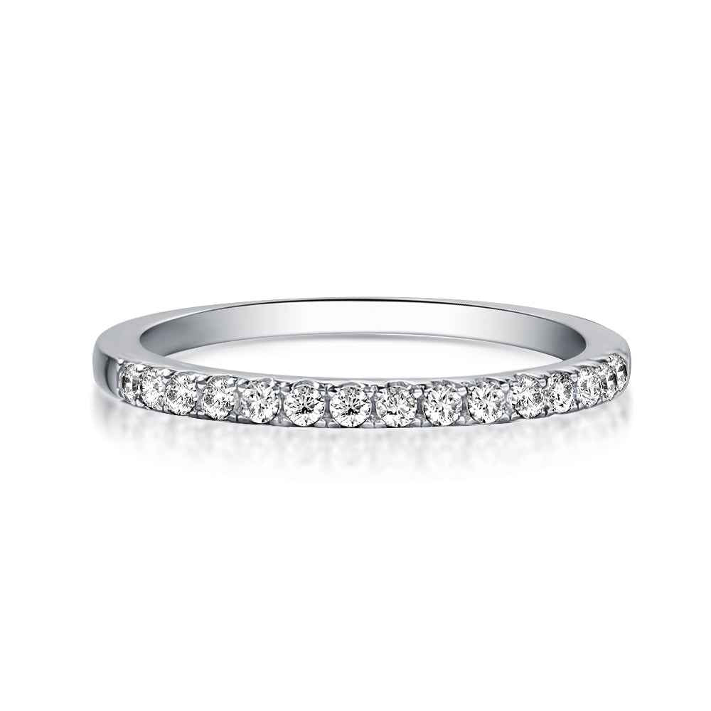 Rodiffy Moissanite 0.5 Ct Round Cut Half Halo White Gold Anniversary Ring