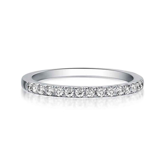 Rodiffy Moissanite 0.5 Ct Round Cut Half Halo White Gold Anniversary Ring