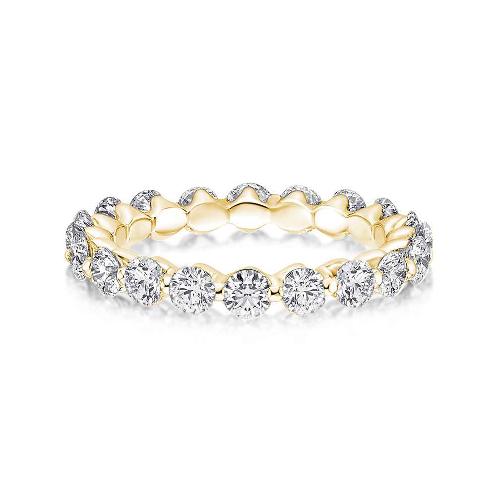 Rodiffy Moissanite 1.5 Ct Round Cut Yellow Gold Anniversary Ring