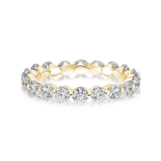 Rodiffy Moissanite 1.5 Ct Round Cut Yellow Gold Anniversary Ring