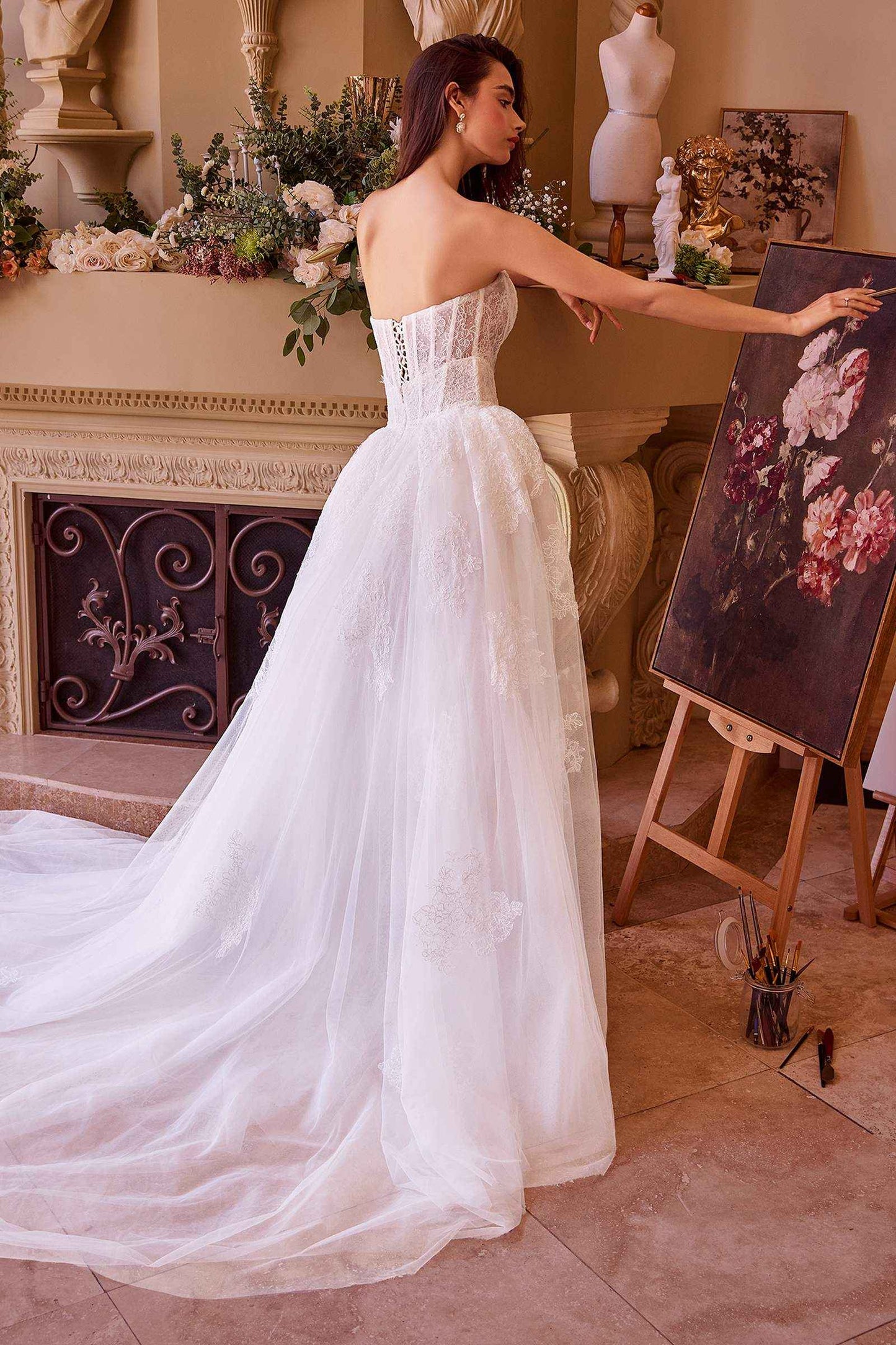 Andrea & Leo WL044 Dress Fitted Lace Wedding Dress & Removable Overskirt