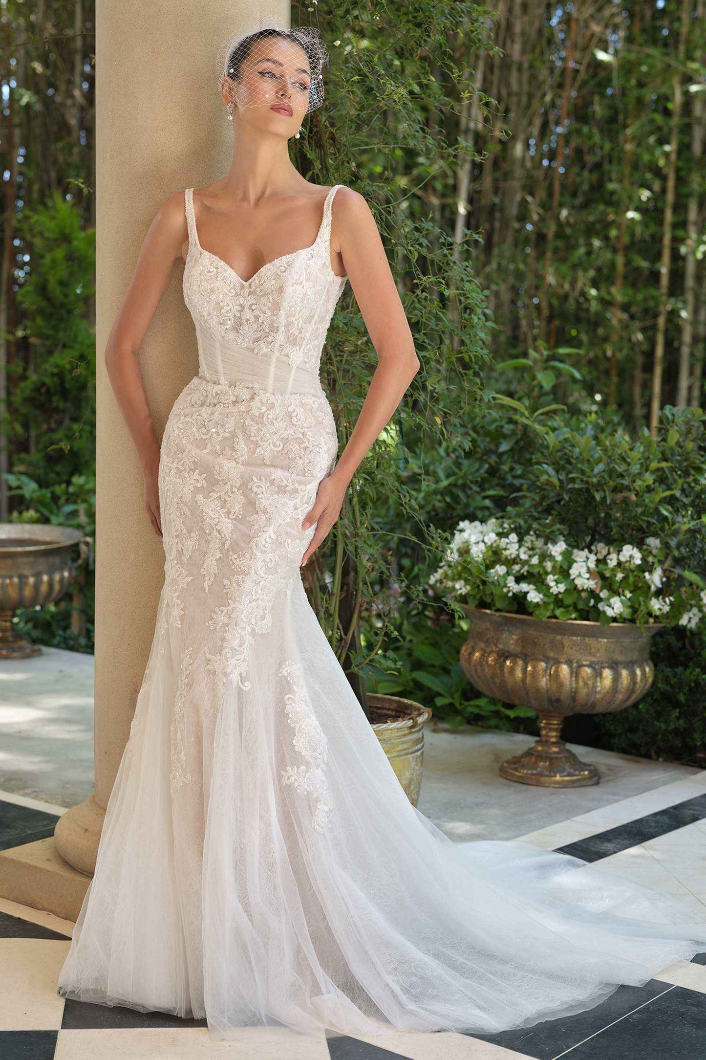 Andrea & Leo WL068 Fitted Sweetheart Embroidered Lace Mermaid Dress
