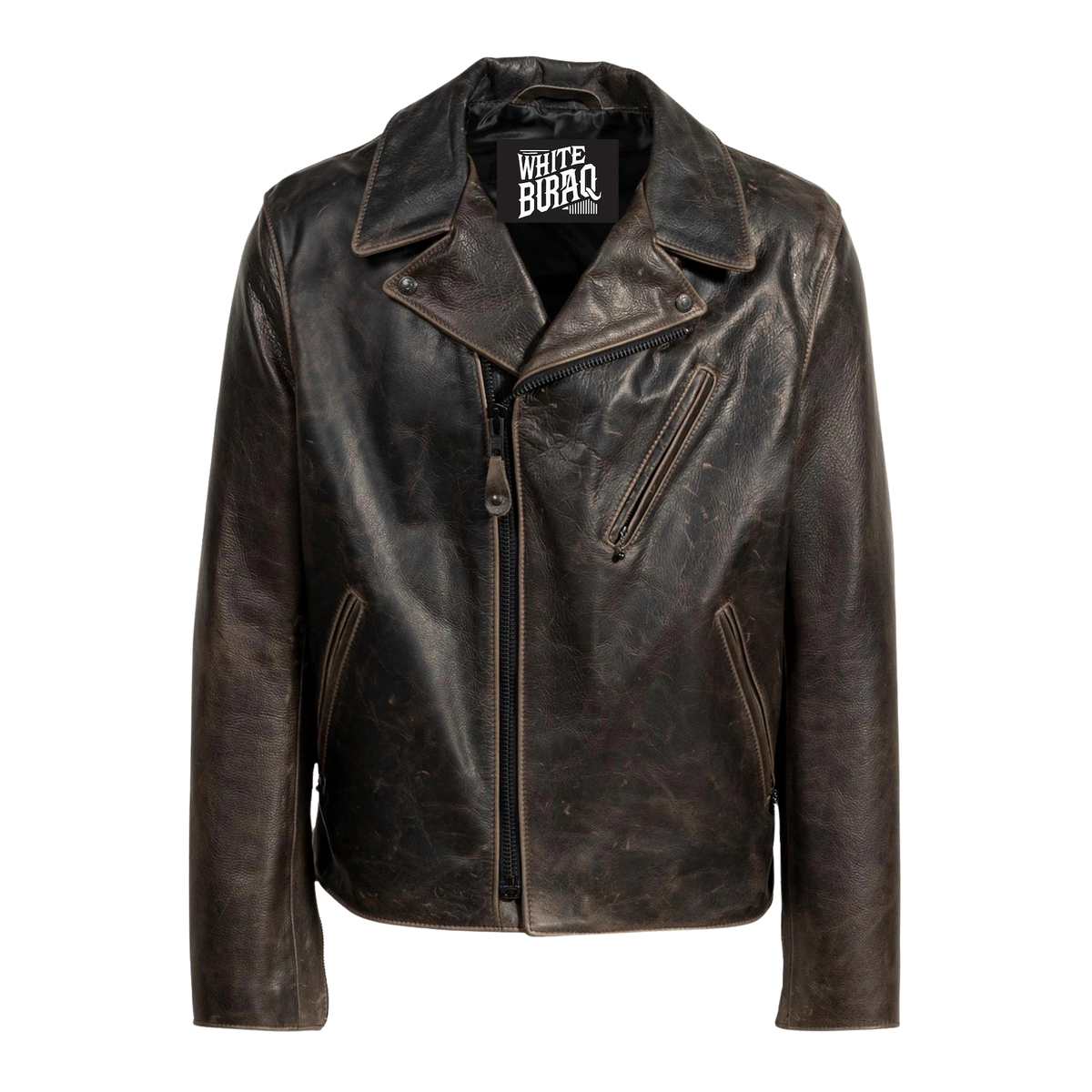 Men's Black Waxed Cowhide Moto Jacket