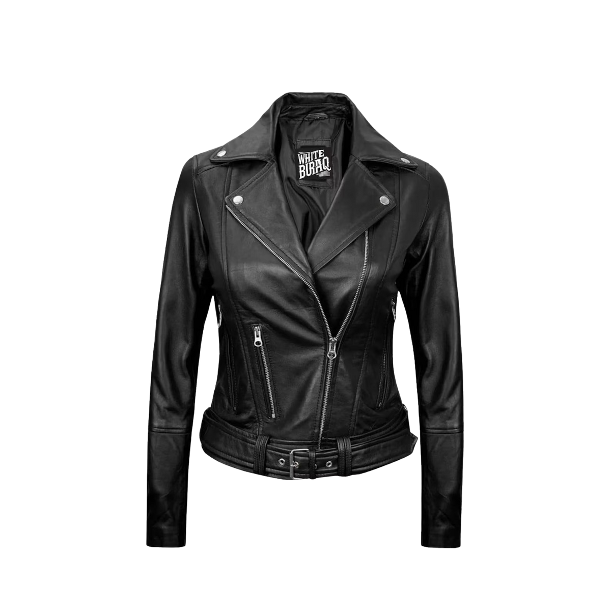 Women's Black Leather Asymmetrical Moto Jacket