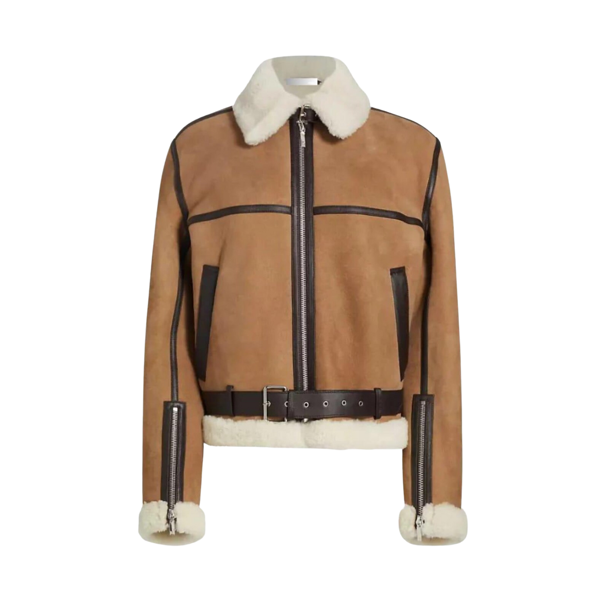 Women's Brown Suede Shearling Aviator Jacket