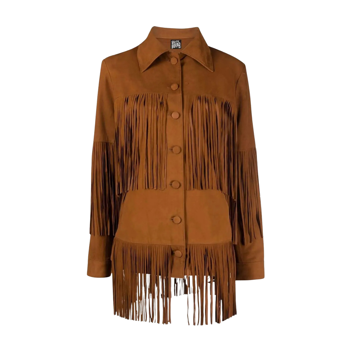 Women's Distressed Brown Leather Fringe Jacket
