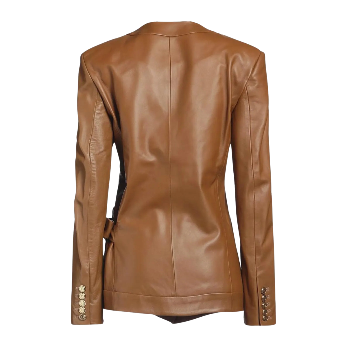 Women's Brown Leather V-Neck Jacket
