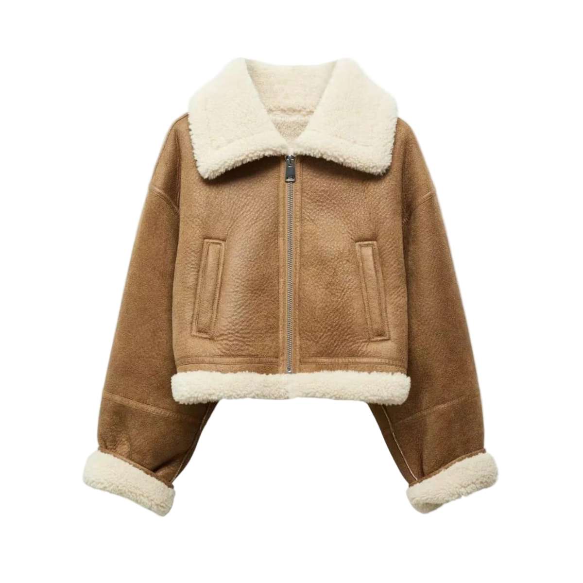 Women's Brown Lambskin Cropped Shearling Jacket