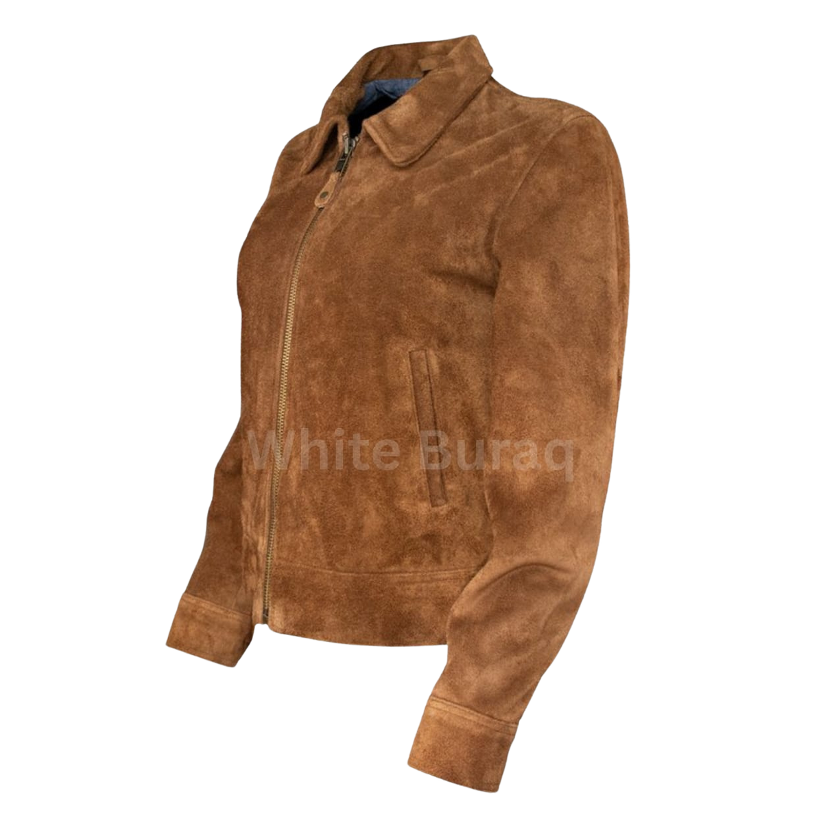 Women's Brown Suede Trucker Jacket