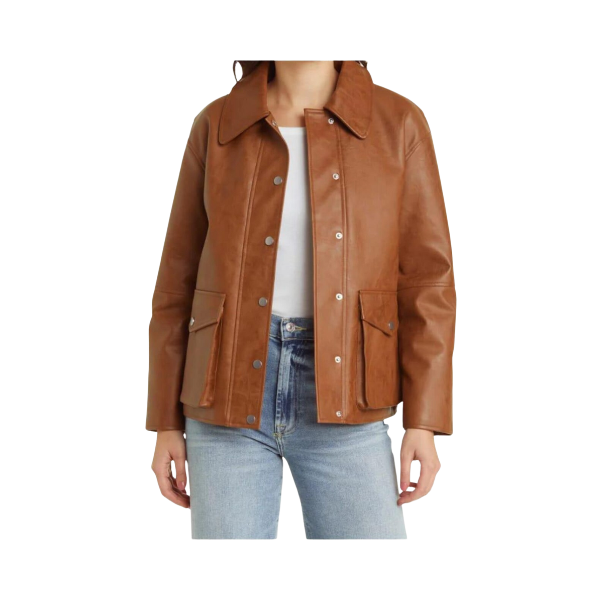 Women's Distressed Brown Lambskin Leather Bomber Jacket