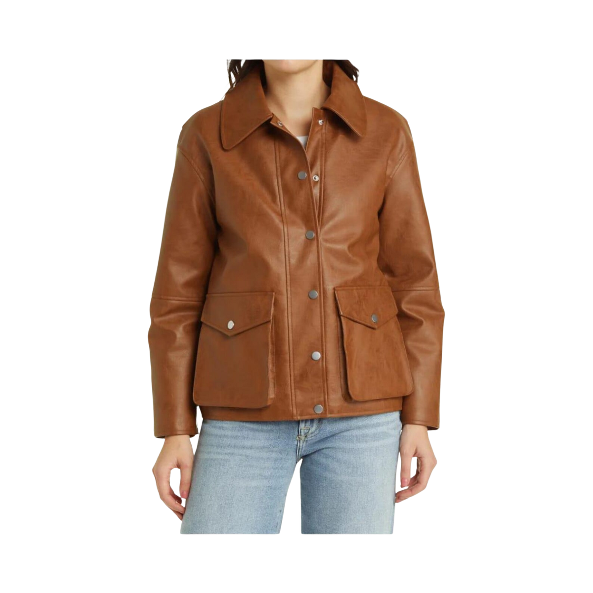 Women's Distressed Brown Lambskin Leather Bomber Jacket