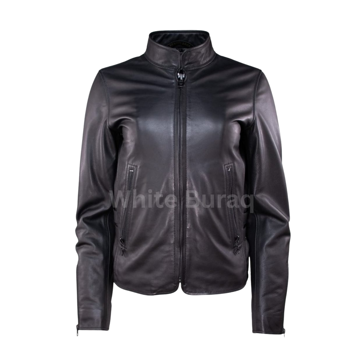 Women's Black Cowhide Quilted Moto Jacket
