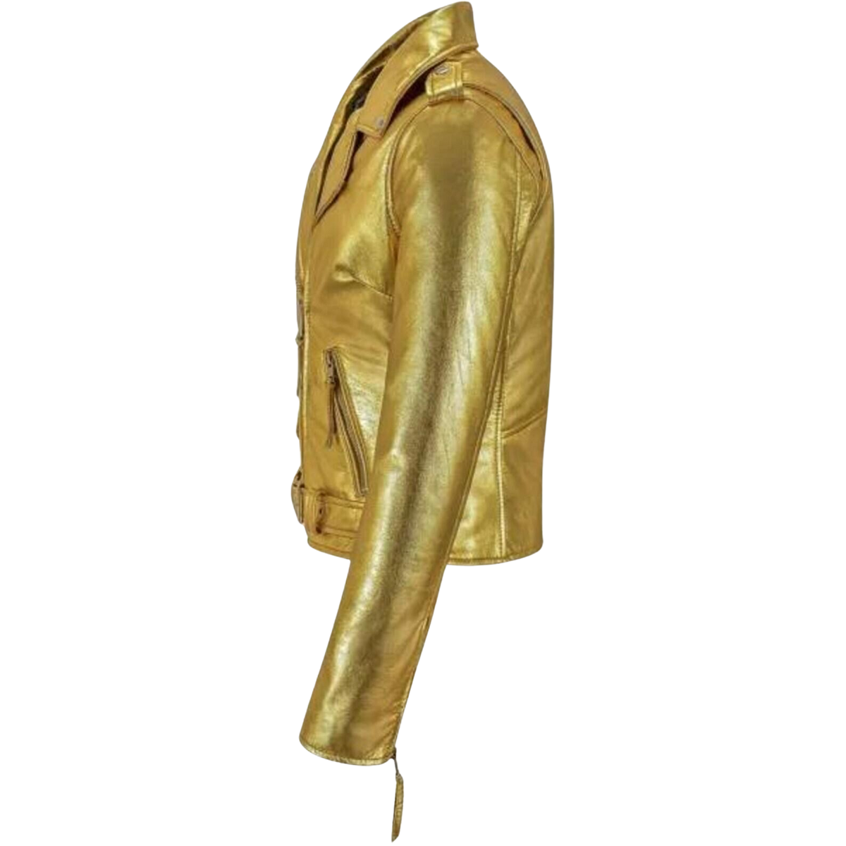 Women's Gold Metallic Leather Biker Jacket