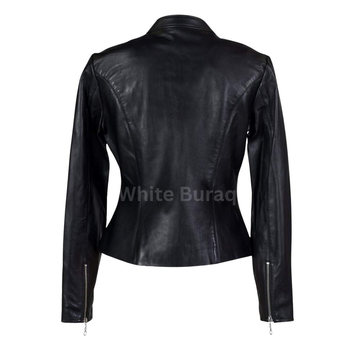 Women's Black Lambskin Cafe Racer Leather Jacket