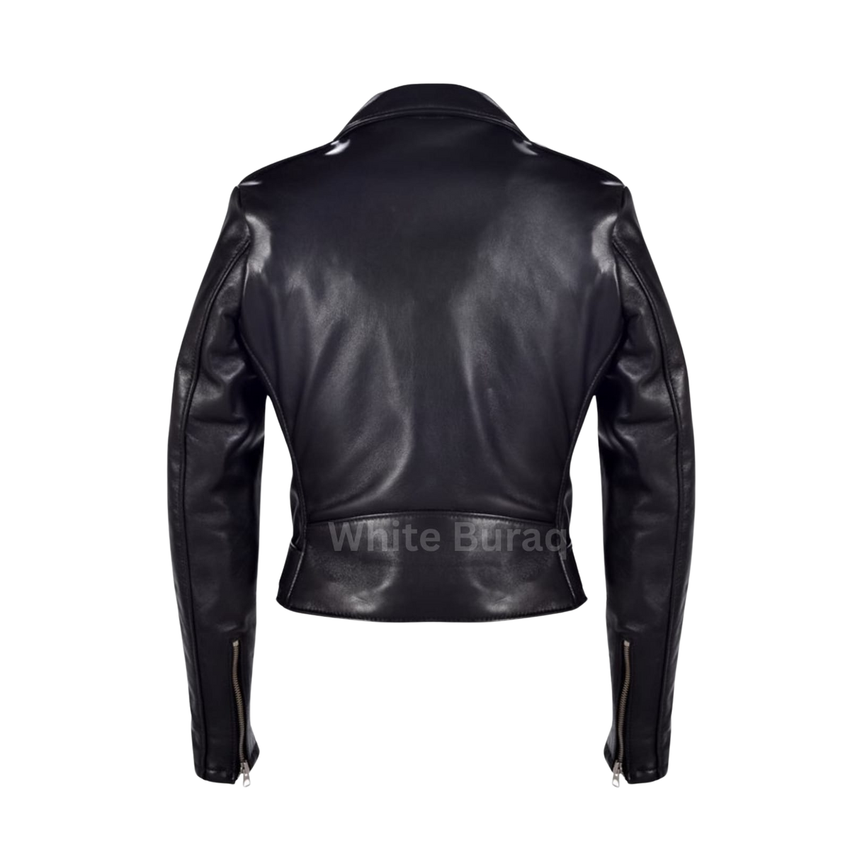 Women's Black Lambskin Cropped Asymmetrical Jacket