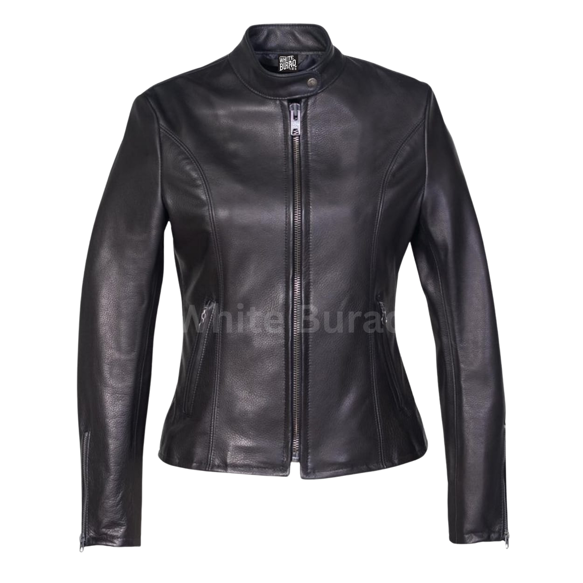 Women's Black Lightweight Cowhide Cafe Racer Jacket