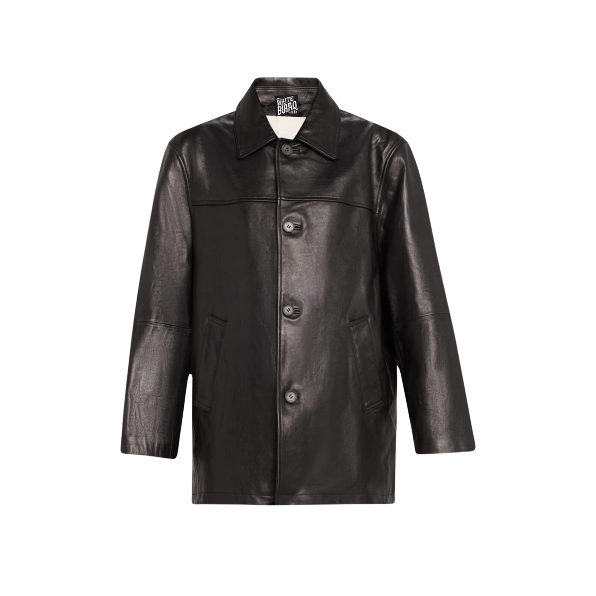 Women's Black Paneled Leather Jacket