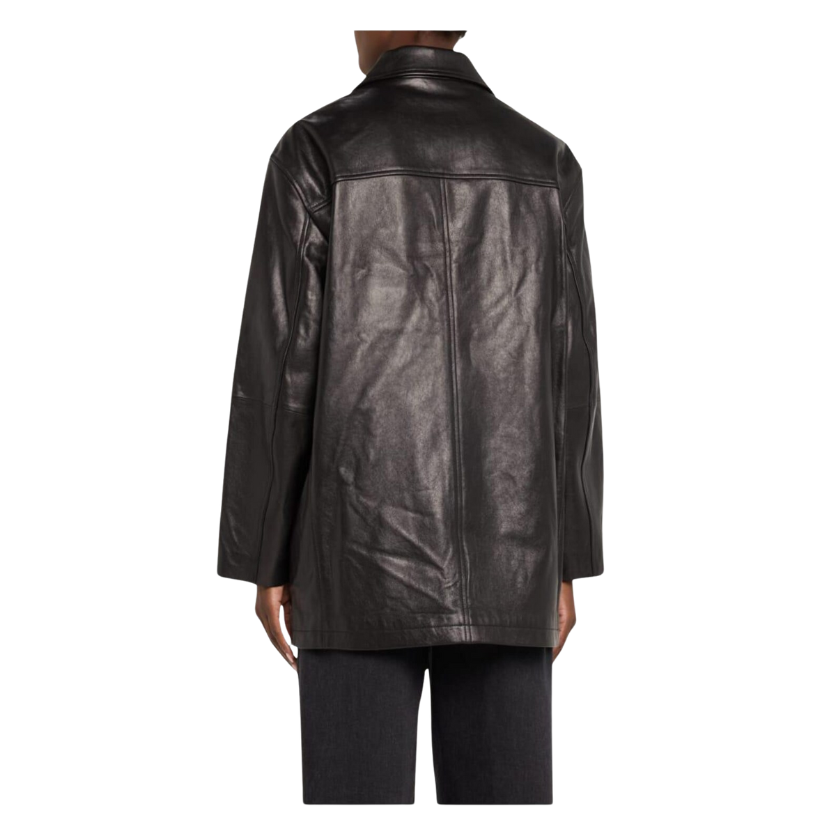 Women's Black Paneled Leather Jacket