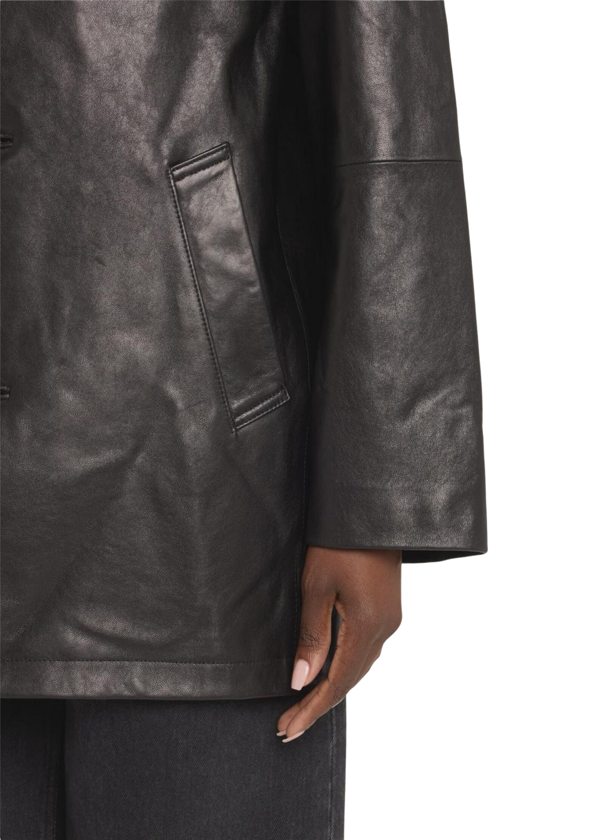 Women's Black Paneled Leather Jacket