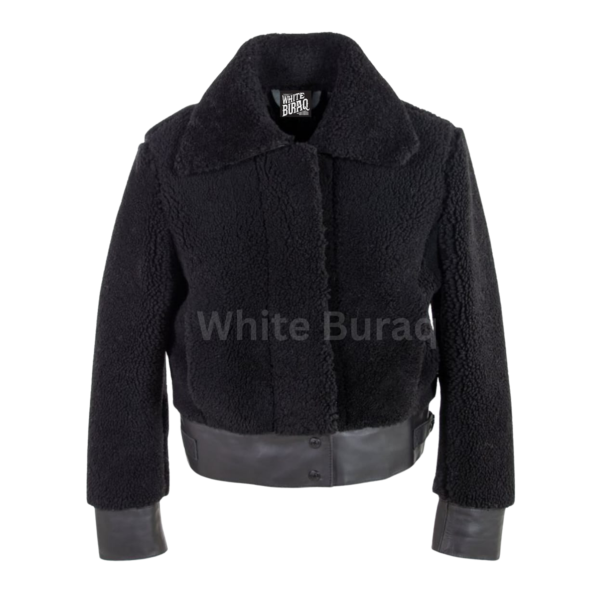 Women's Black Sheepskin Bomber Jacket