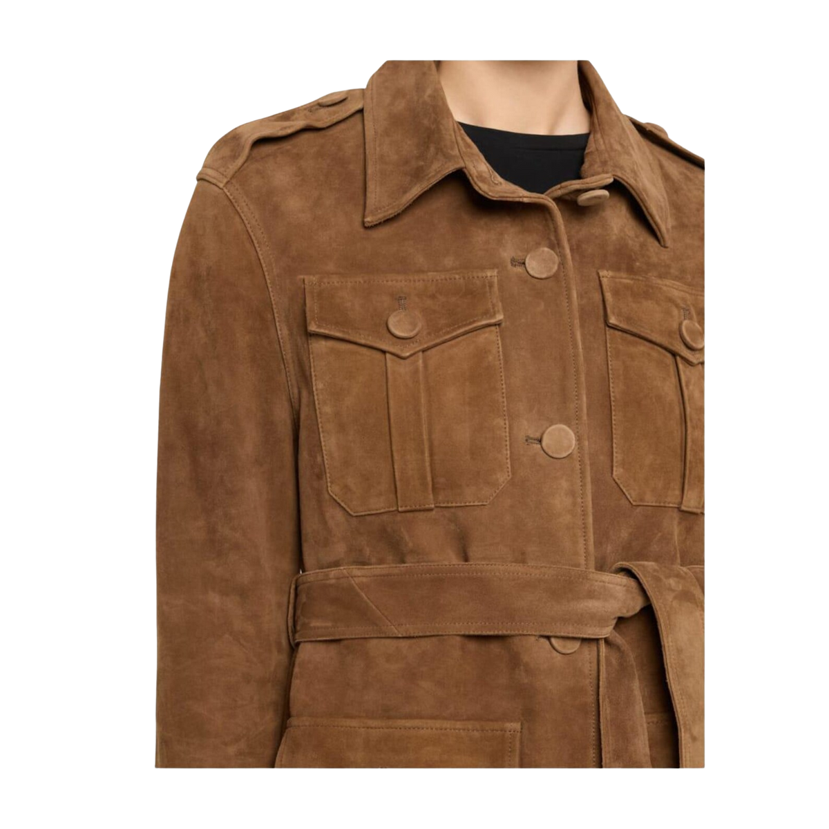 Women's Brown Suede Utility Jacket