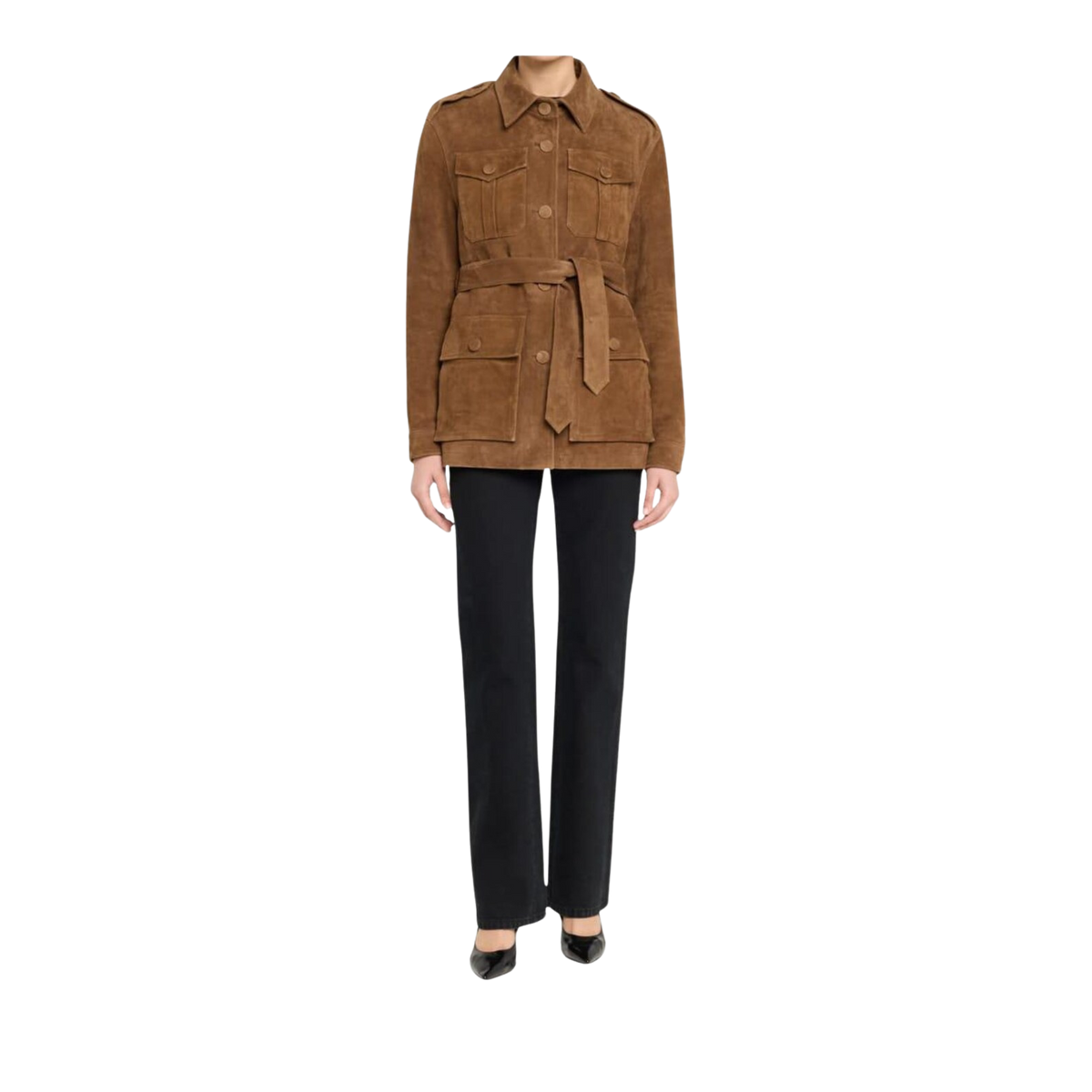 Women's Brown Suede Utility Jacket