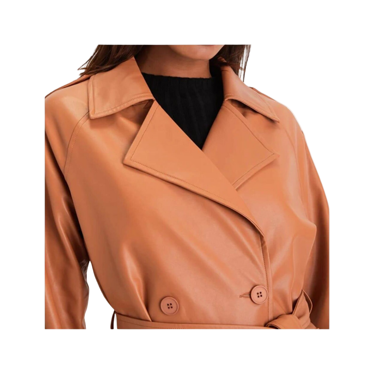 Women's Brown Lambskin Double-Breasted Trench Coat