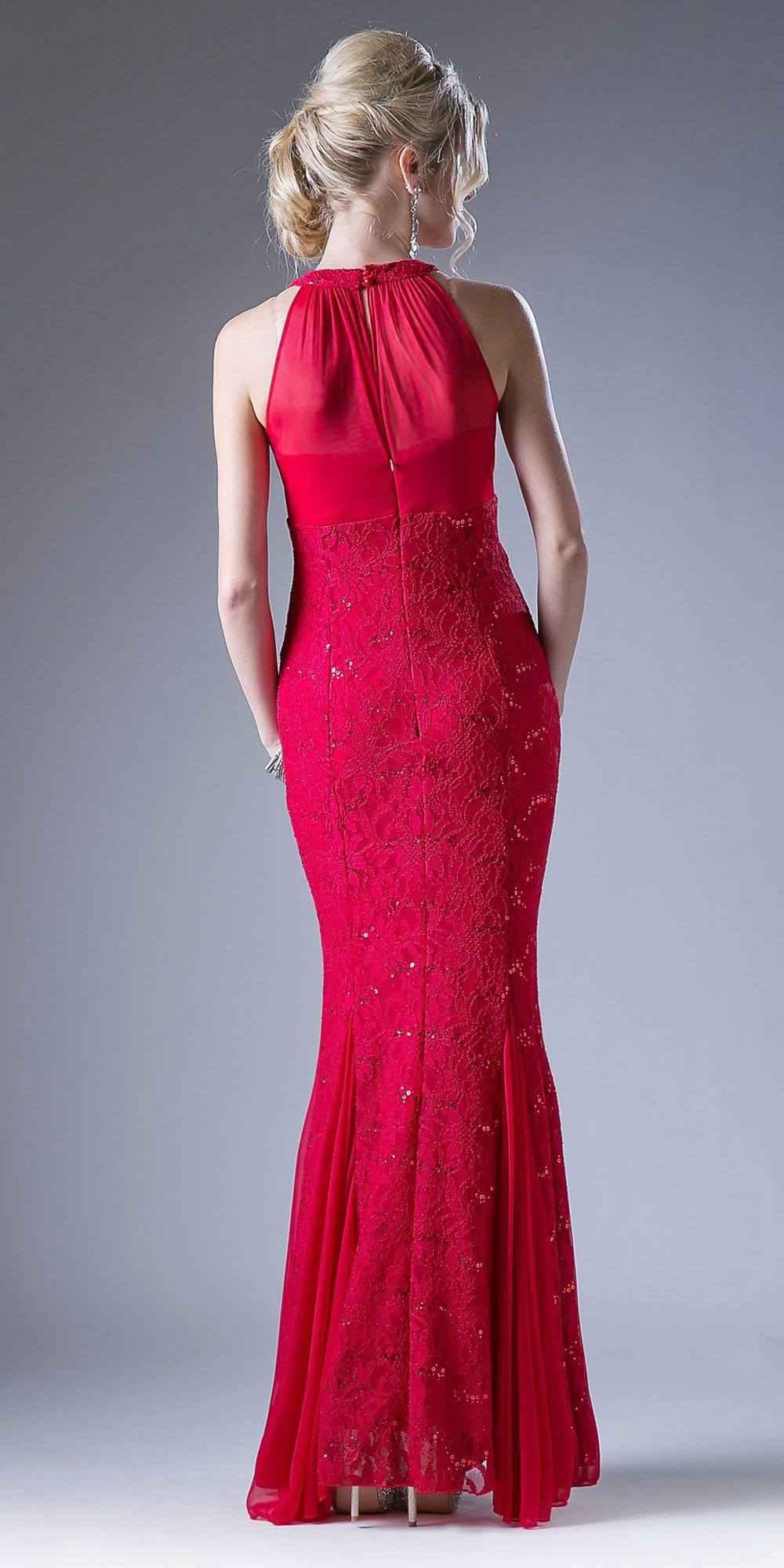 Cinderella Divine A1613 Halter High Neckline Long Formal Sheath Dress