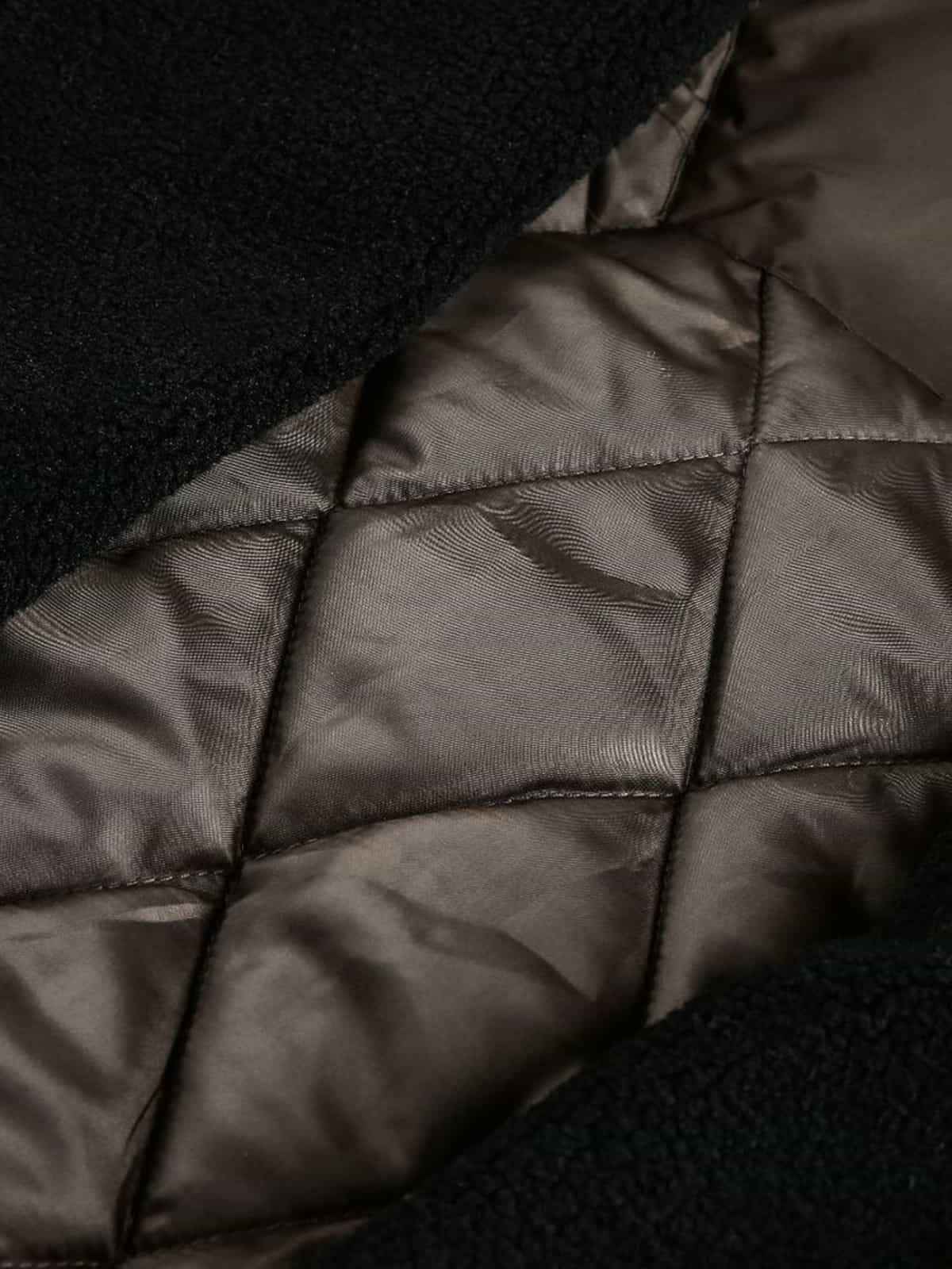 Vintage Fleece Collar Ruched Padded Bomber Jacket