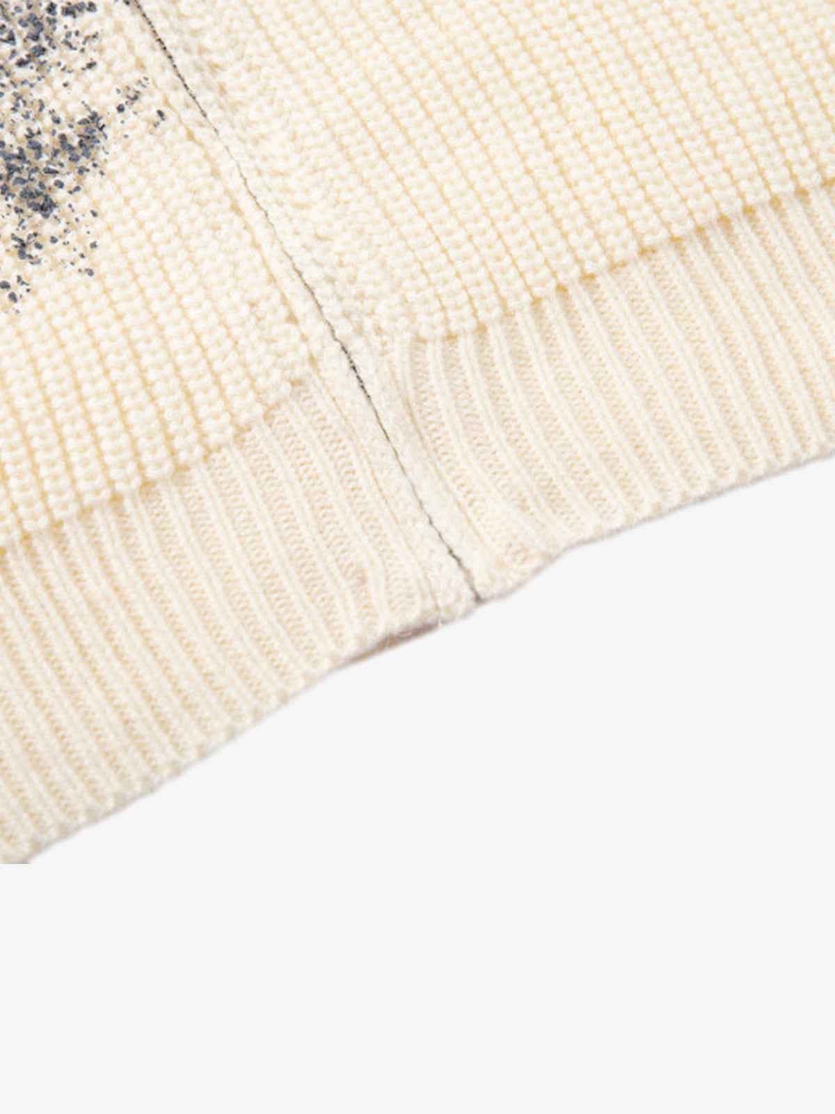 Ink-Splashed Butterfly Jacquard Zip Knit Sweater