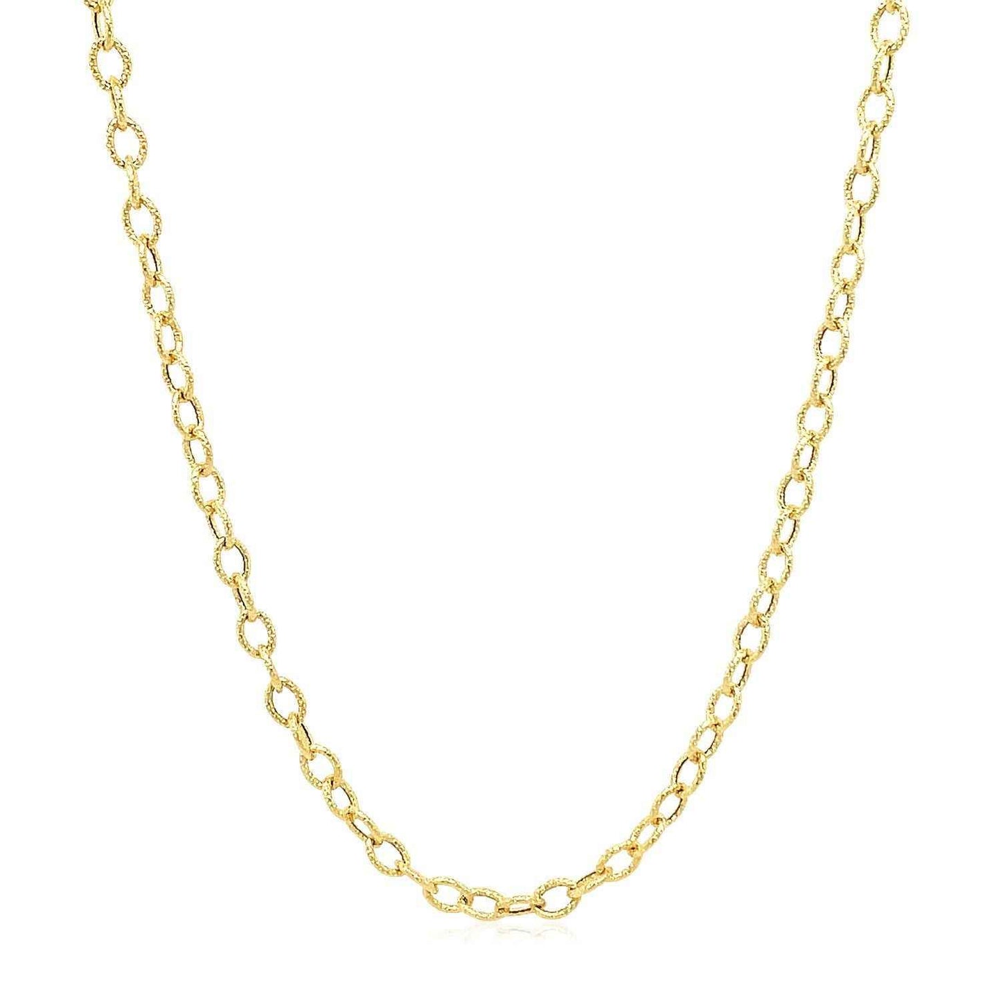 2.5mm 14k Yellow Gold Pendant Chain with Textured Links