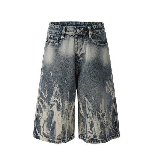 ACID DENIM SHORTS