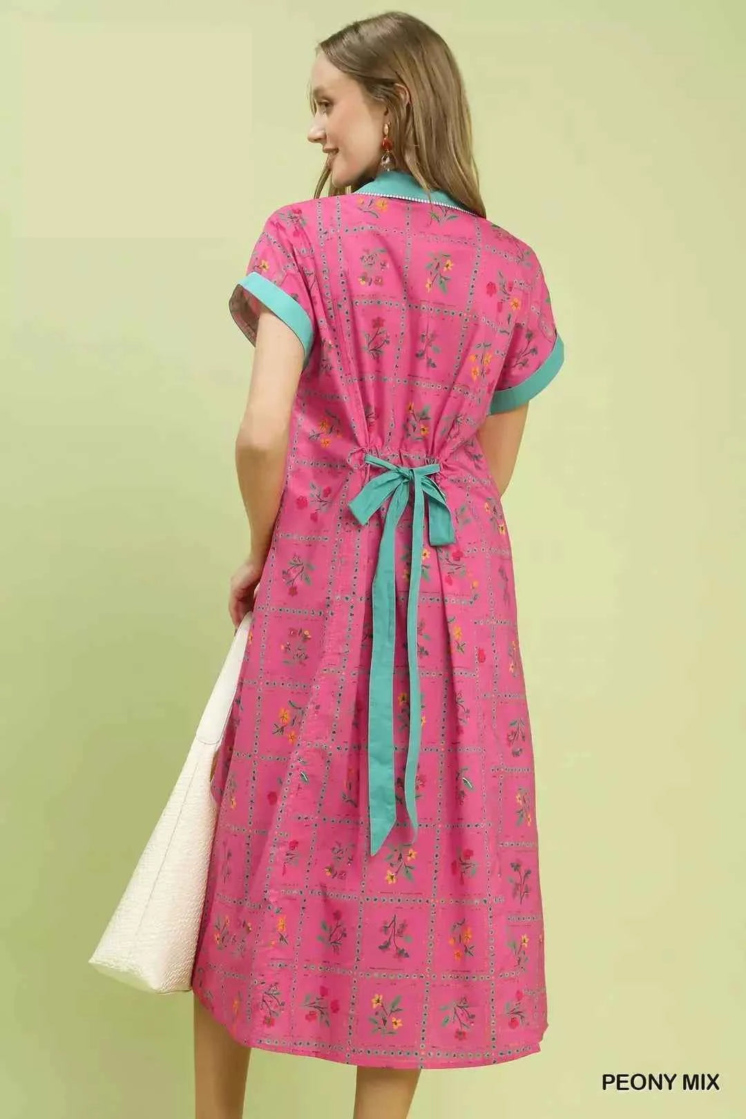 Umgee Mix Floral Button-Front Midi Dress